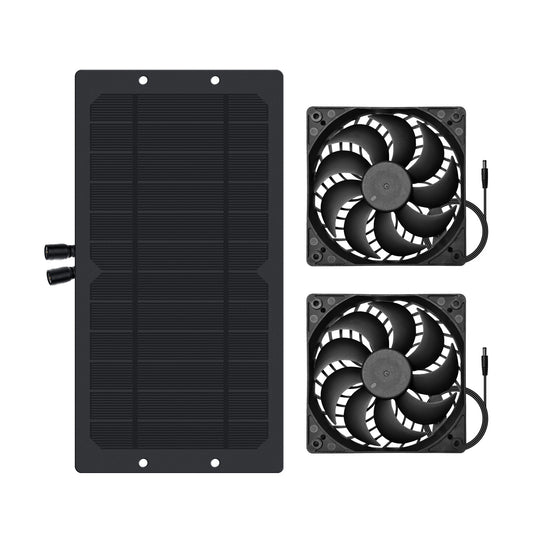 10W Solar Panel with Dual Fans|Efficient Cooling for Greenhouses|Chicken Coops & RVs