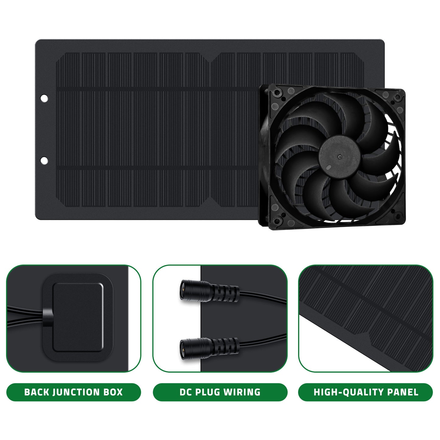 10W Solar Panel with Dual Fans|Efficient Cooling for Greenhouses|Chicken Coops & RVs
