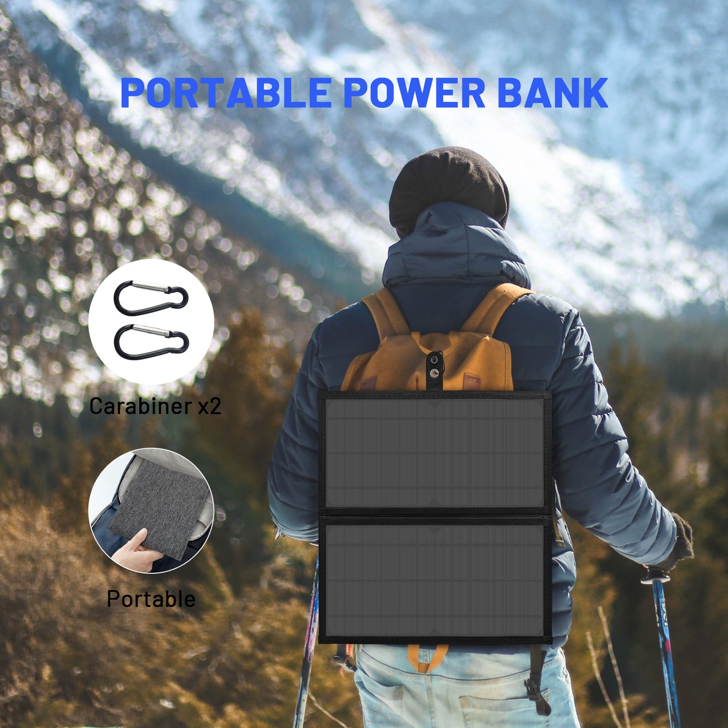 20W Solar Panels 2Fold|Type—C,USB for Camping,Motorhomes and Phones|ZGZXSEXHZ