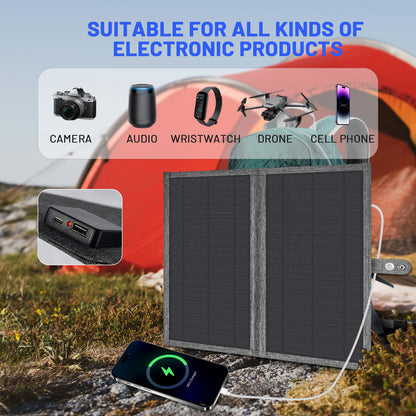 20W Solar Panels 2Fold|Type—C,USB for Camping,Motorhomes and Phones|ZGZXSEXHZ