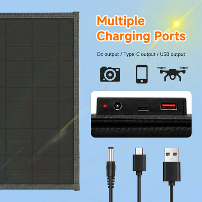 30W Solar Panels|3-Layer Folding with DC Ports and Suitable for Camping|ZGZXSEXHZ