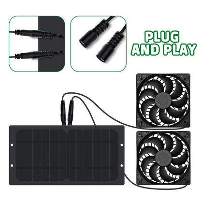 10W Solar Panel with Dual Fans|Efficient Cooling for Greenhouses|Chicken Coops & RVs